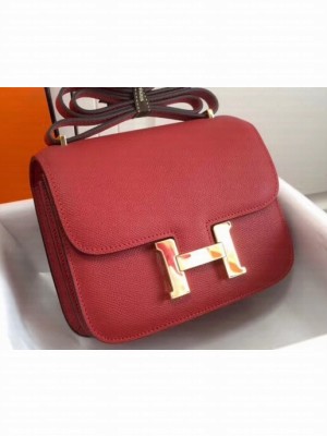 Hermes Constance Mini/MM Bag in Epsom Leather Red with Gold Hardware