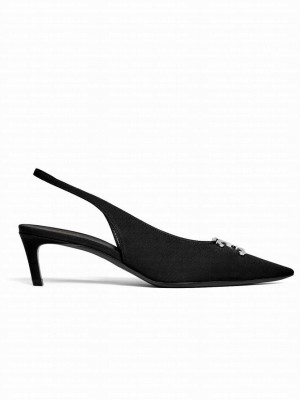 Celine Women's Alma Triomphe Slingback In Gros-Grain Black