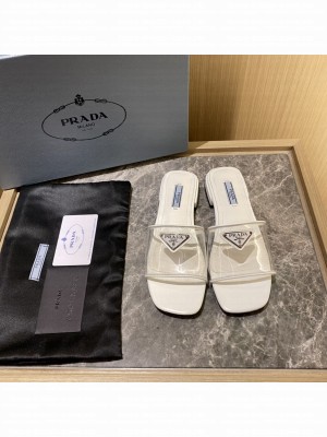 Prada Plexiglas Sandals Slides Flats 2022 Collection,White