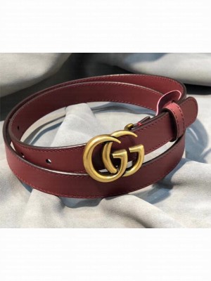 Gucci GG Width 2cm Calfskin Belt Burgundy 2018