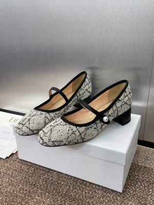 Dior Mary Janes Pumps Beige and Black Cannage Tweedand Gold-Tone Metallic Thread 2025