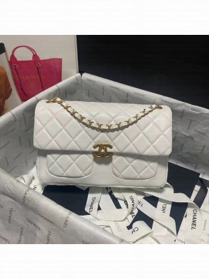 CHANEL FLAP BAG Lambskin 23365 WHITE