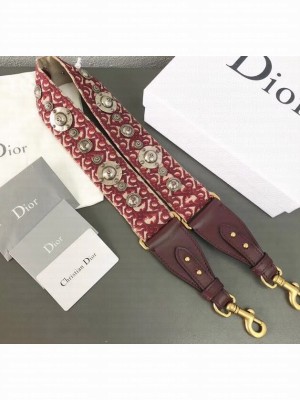 Dior Oblique Canvas Shoulder Strap with Medallions Red