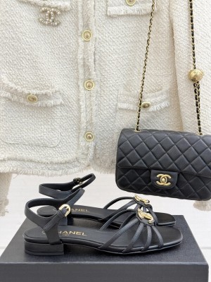 Chanel Sandals Lambskin black G46275 2025