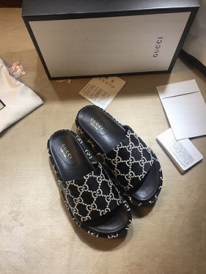 Gucci GG  Platform Slide Sandal 573018 Black 2021 Collection 