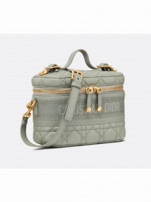 DIOR SMALL DIORTRAVEL VANITY CASE Cannage Lambskin S5488U Gray