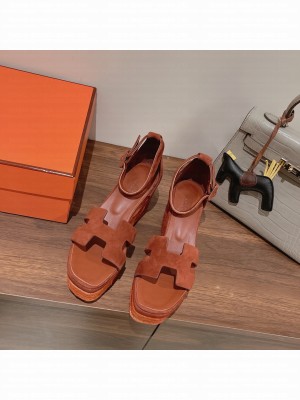 HERMES HEEL 8.5CM PLATFORM 5CM ELDA WEDGE ESPADRILLES 08