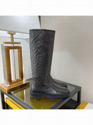 Fendi FF Embossed Boots Black