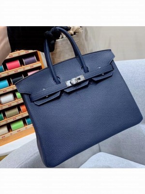 Hermes Birkin 25cm Bag in Original Togo Leather Royal Blue
