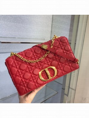 LARGE DIOR CARO BAG Soft Cannage Calfskin M9243U Red