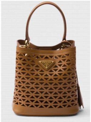 Prada Panier leather mini-bag with cut-out motif 1BA217 Caramel