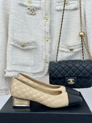 Chanel Women's Metal Heel Quilting Lambskin 2024 Beige