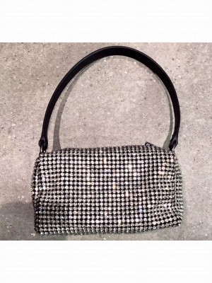 Alexander Wang Medium Pouch Bag with Crystal Rhinestone Chain Mesh 2019