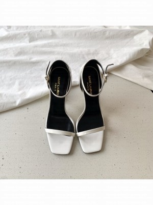 Saint Laurent Cassandra Patent Sandals 10cm White 2022 Collection