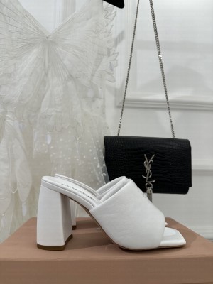 Miu Miu Lambskin 8.5CM Flat Slide Mule White