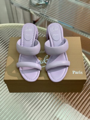 Christian Louboutin Inflama Sab Heel Slide Sandals 5.5cm in Purple Nappa Leather 2023