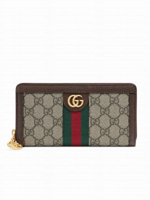 Gucci Ophidia Zip Around Wallet 523154 Dark Coffee