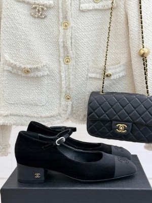 Chanel Chanel Women's 4cm Suede & Grosgrain Mary Janes Pumps velvet