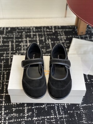 The Row Velcro Mary Jane Suede Black
