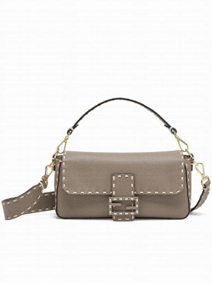 Fendi Baguette Full Grain Leather Bag 8BR600 Gray