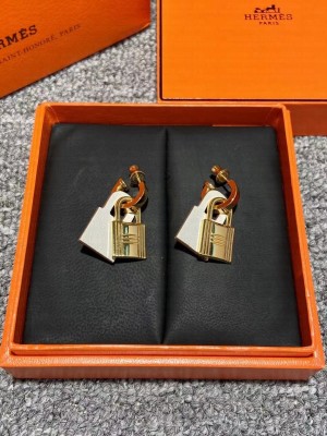 hermes lock earrings white 2021