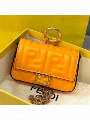 Fendi FF Lambskin Nano Baguette Charm Orange  2021 Collection