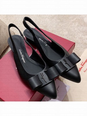 Salvatore Ferragamo Viva Lambskin Bow Slingback Black Spring/Summer 2021 Collection
