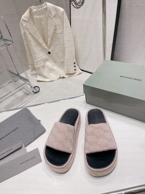 Balenciaga Unisex Logo Platform Slide Sandals 5cm 2023 08