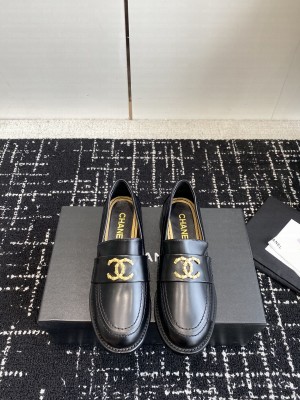 Chanel Calfskin & Metal CC Logo Moccasins G45663 Black Loafer 2024 