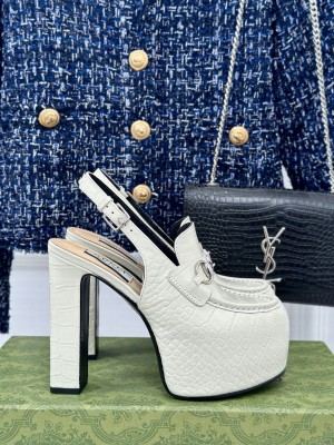 Gucci 5cm Platform 13.5cm Heel Slingback Pumps with Horsebit 02