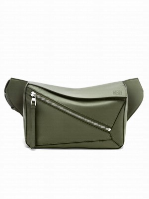 Loewe Small Puzzle Bumbag In Classic Calfskin Green