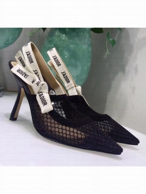 Dior J'Adior Slingback Fishnet Pump With 9.5cm Heel Black 2020 Collection