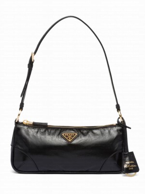 Prada Re-Edition 2002 Small Leather Shoulder Bag 1BC201 Black