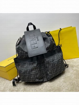 Fendi FF Jacquard Fendi Strike Medium fabric backpack 7VZ070A black