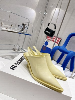 JIL SANDER 6.5cm Lambskin pointed toe Mule Lemon