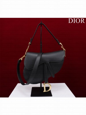 Dior SADDLE BAG WITH STRAP Black Smooth Calfskin M0455CWG