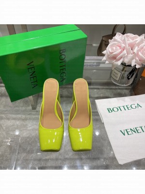 Bottega Veneta 11cm Patent Leather High Heel Mules 2022 Collection Green