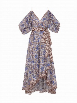 Zimmermann Women's Wylie Wrap Midi Dress Blue