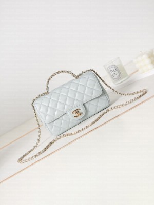 Chanel MINI FLAP BAG WITH TOP HANDLE AS4024 Ice blue
