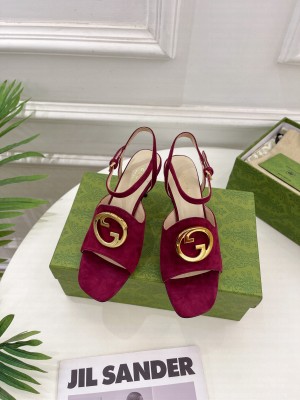 Gucci Women's Blondie Heeled Sandal 723396 Purple