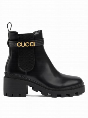Gucci Women's Mid-Heel Boot With Logo 734909 Black