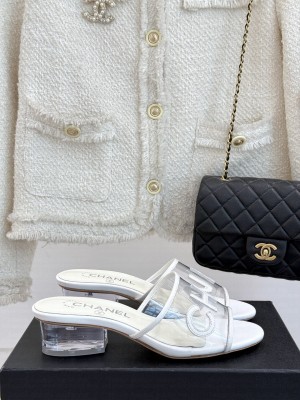 Chanel CC PVC Slide Mule White 2025