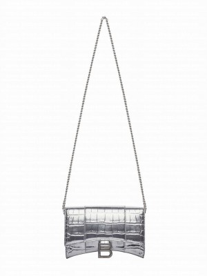 Balenciaga Hourglass Wallet On Chain 6560501 Silver