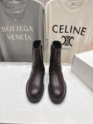 The Row Calfskin Ankle Boots Coffee