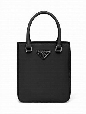 Prada Small Brushed Leather Tote 1BA331 Black