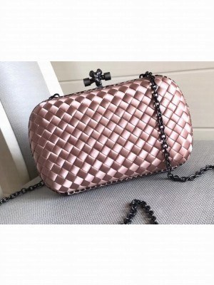 Bottega Veneta Intrecciato Chain Knot Clutch Bag Nude Pink 