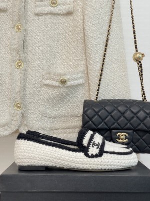 Chanel Crochet Flat Loafers White 2023
