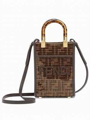 Fendi Mini Sunshine Shopper 8BS051 Dark Coffee