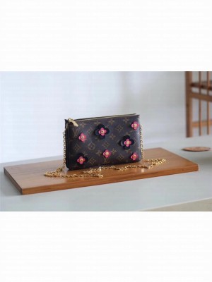 Louis Vuitton Original POCHETTE DOUBLE ZIP M63905 black
