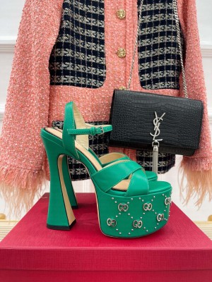 Gucci Women's Interlocking G studs 155mm sandal Green